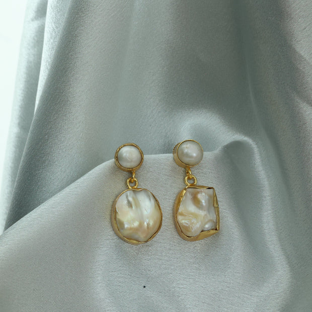 Moonlit Charm Real Pearl Earrings 18K Gold Plated