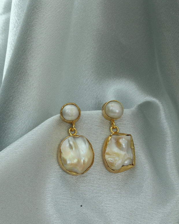 Moonlit Charm Real Pearl Earrings 18K Gold Plated