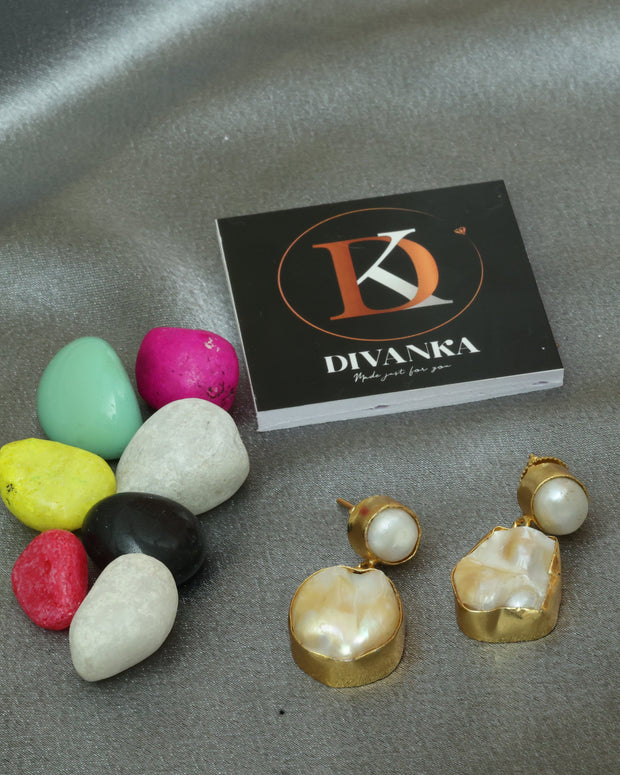 Moonlit Charm Real Pearl Earrings 18K Gold Plated