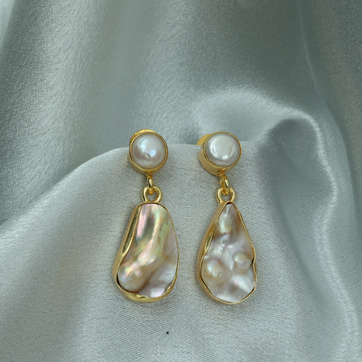 Moonlit Charm Real Pearl Earrings 18K Gold Plated