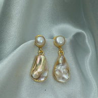 Moonlit Charm Real Pearl Earrings 18K Gold Plated