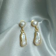 Moonlit Charm Real Pearl Earrings 18K Gold Plated