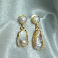 Moonlit Charm Real Pearl Earrings 18K Gold Plated
