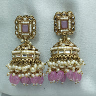 Gulabi Polki Jhumka