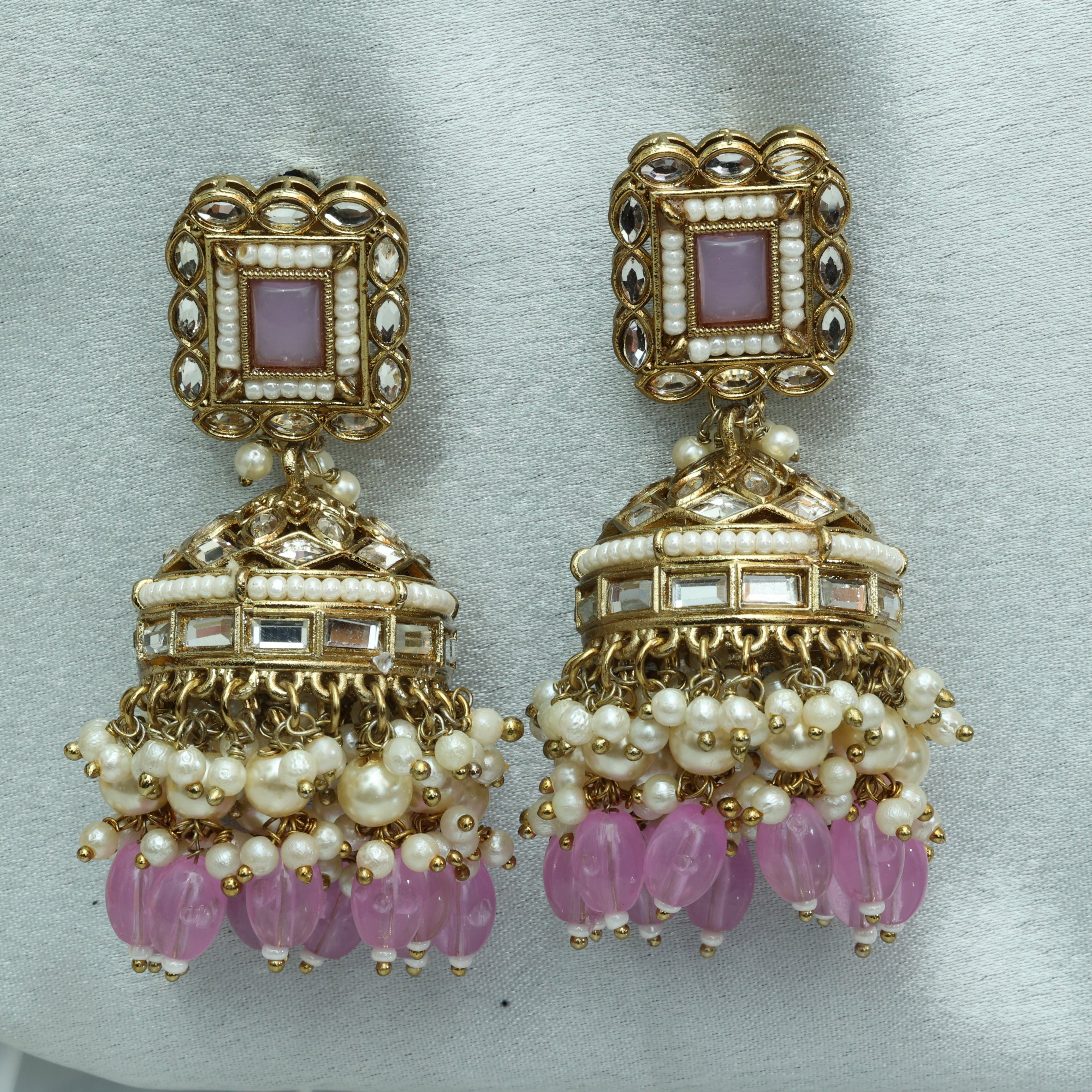 Gulabi Polki Jhumka