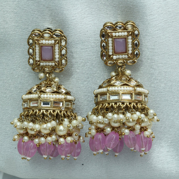 Gulabi Polki Jhumka