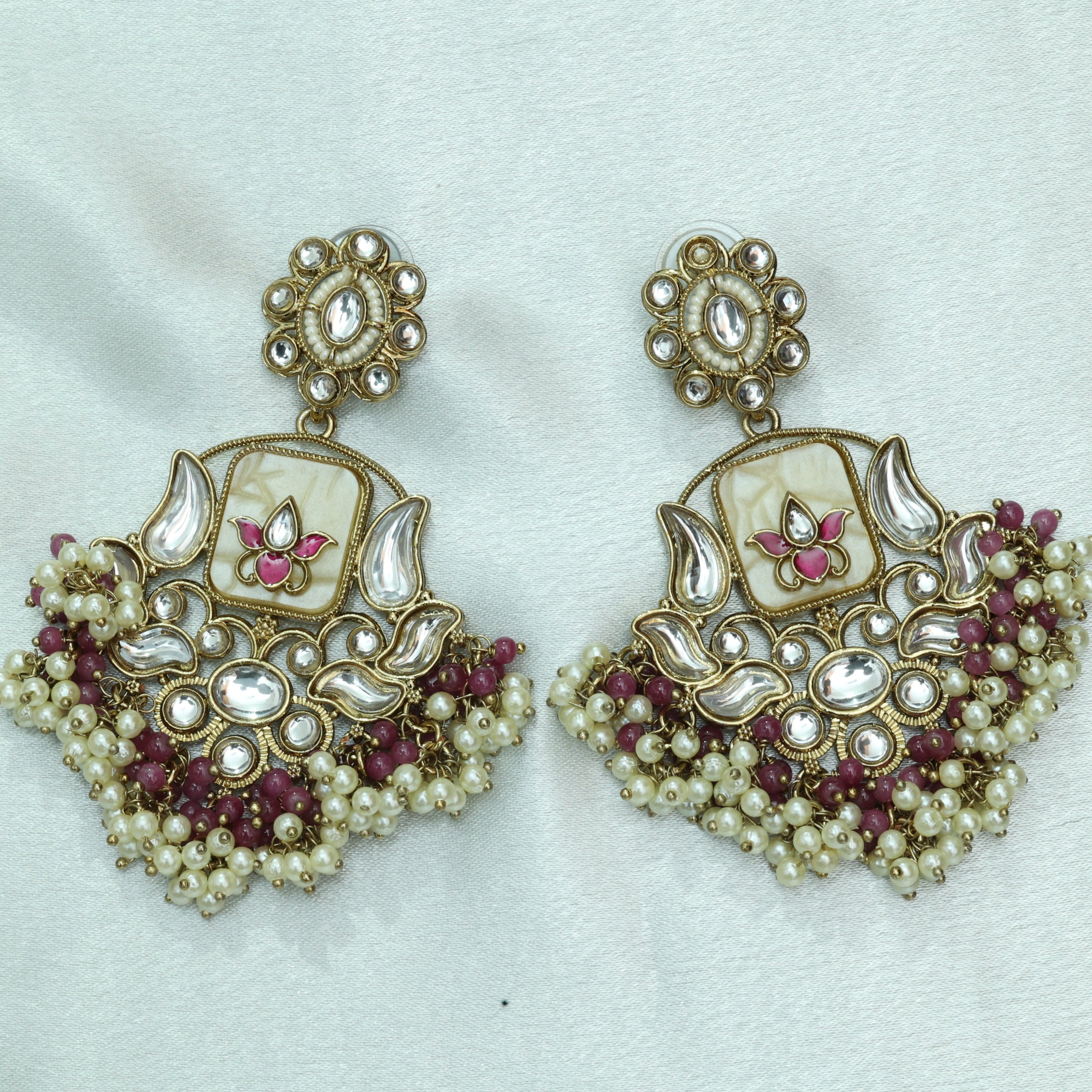 Rani Kundan Chand Bali Earrings
