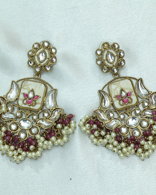 Rani Kundan Chand Bali Earrings