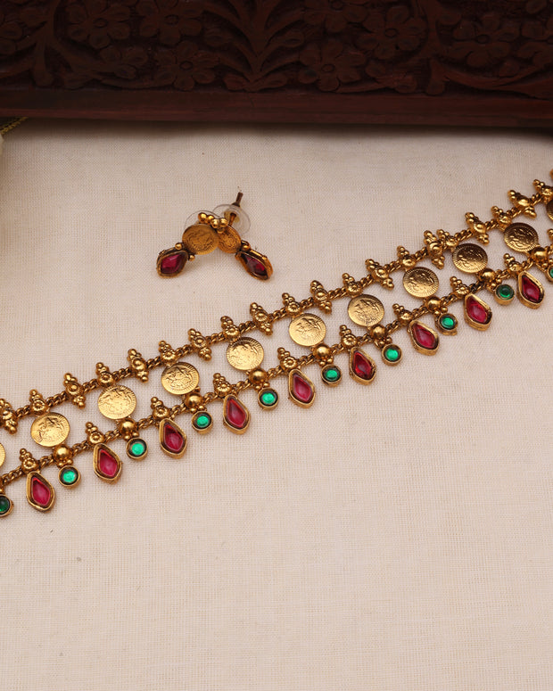 Lakshmi coin choker Multicolour-JS 0121