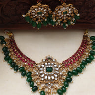 Emerald glow necklace set-JS 0159