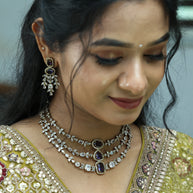 Premium 3 Layer Victorian Ad Amethyst Necklace Set