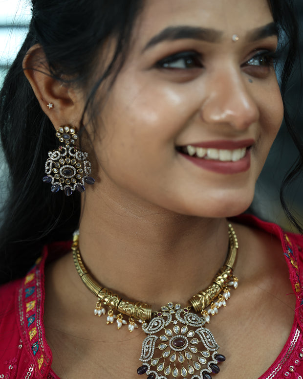 Premium Majestic Bloom Victorian Ad Necklace Set