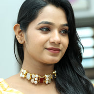 Ethereal Mosaic Choker With Natural Stones And Pearl 18K Gold Plated