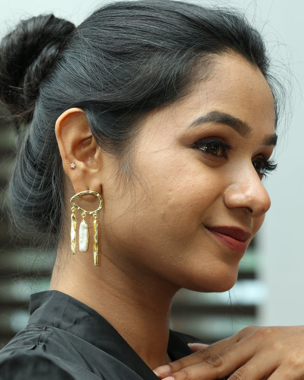 Pearl Rivulets Earrings 18K Gold Plated