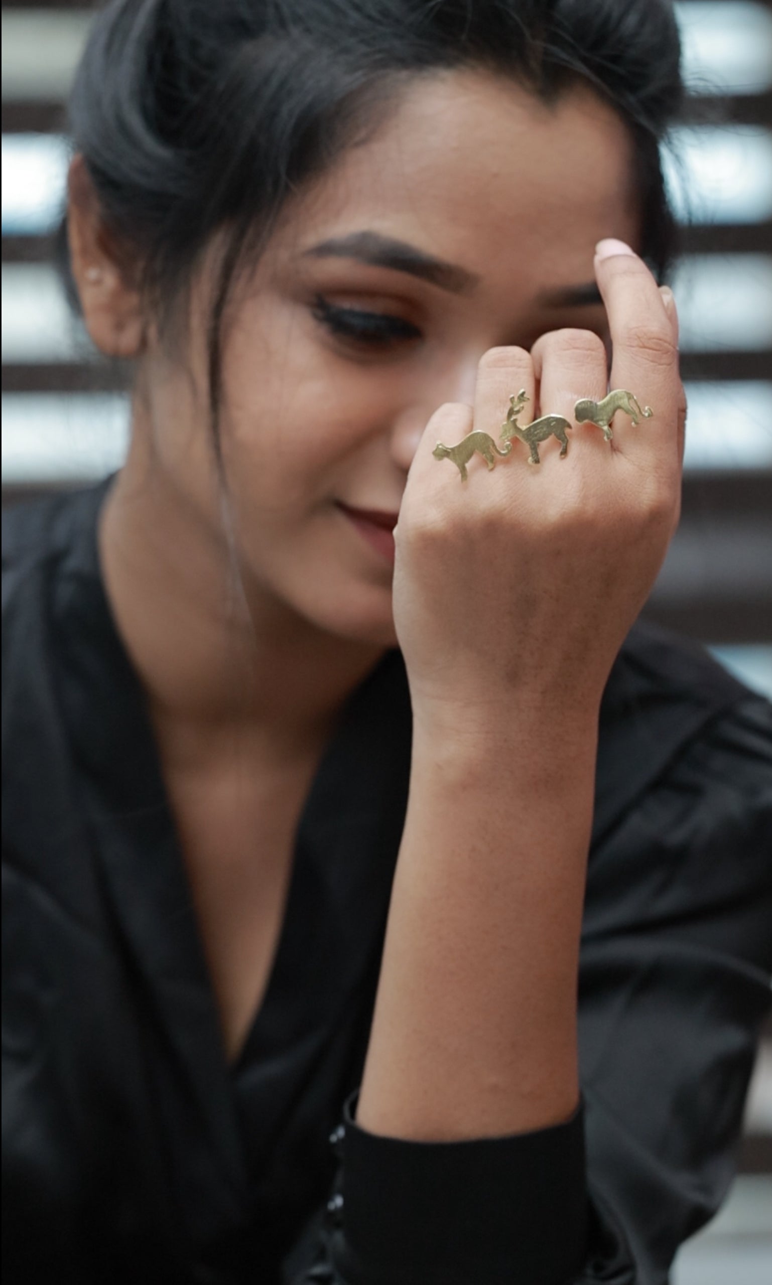 Bold Animal Double Ring Adjustable 18K Gold Plated