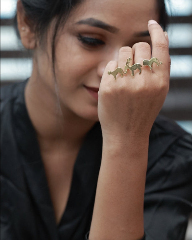 Bold Animal Double Ring Adjustable 18K Gold Plated