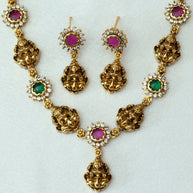 Elegant Emerald Ruby Necklace Set