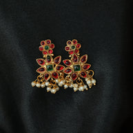 Ruby Emerald Necklace Set With Pearls