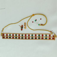 Elegant Ruby And Emerald Choker Set