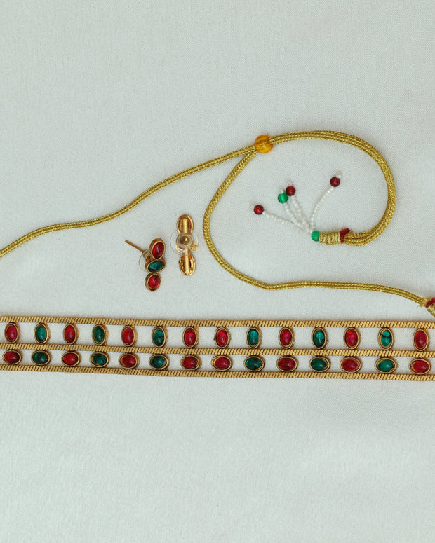 Elegant Ruby And Emerald Choker Set
