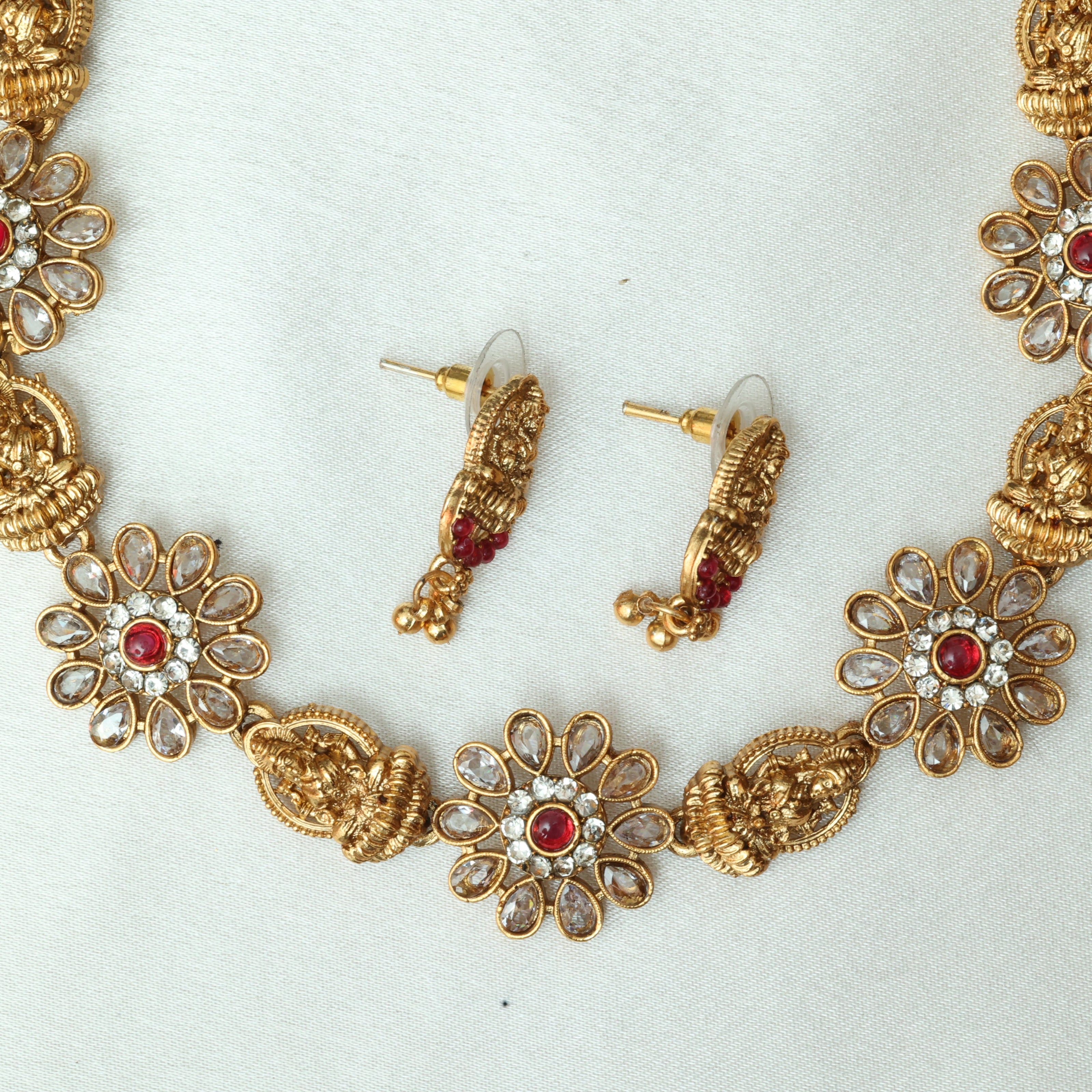 Traditional Saraswathy And Floral Necklace Set