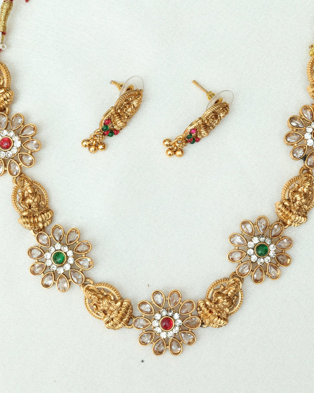 Traditional Saraswathy And Floral Necklace Set