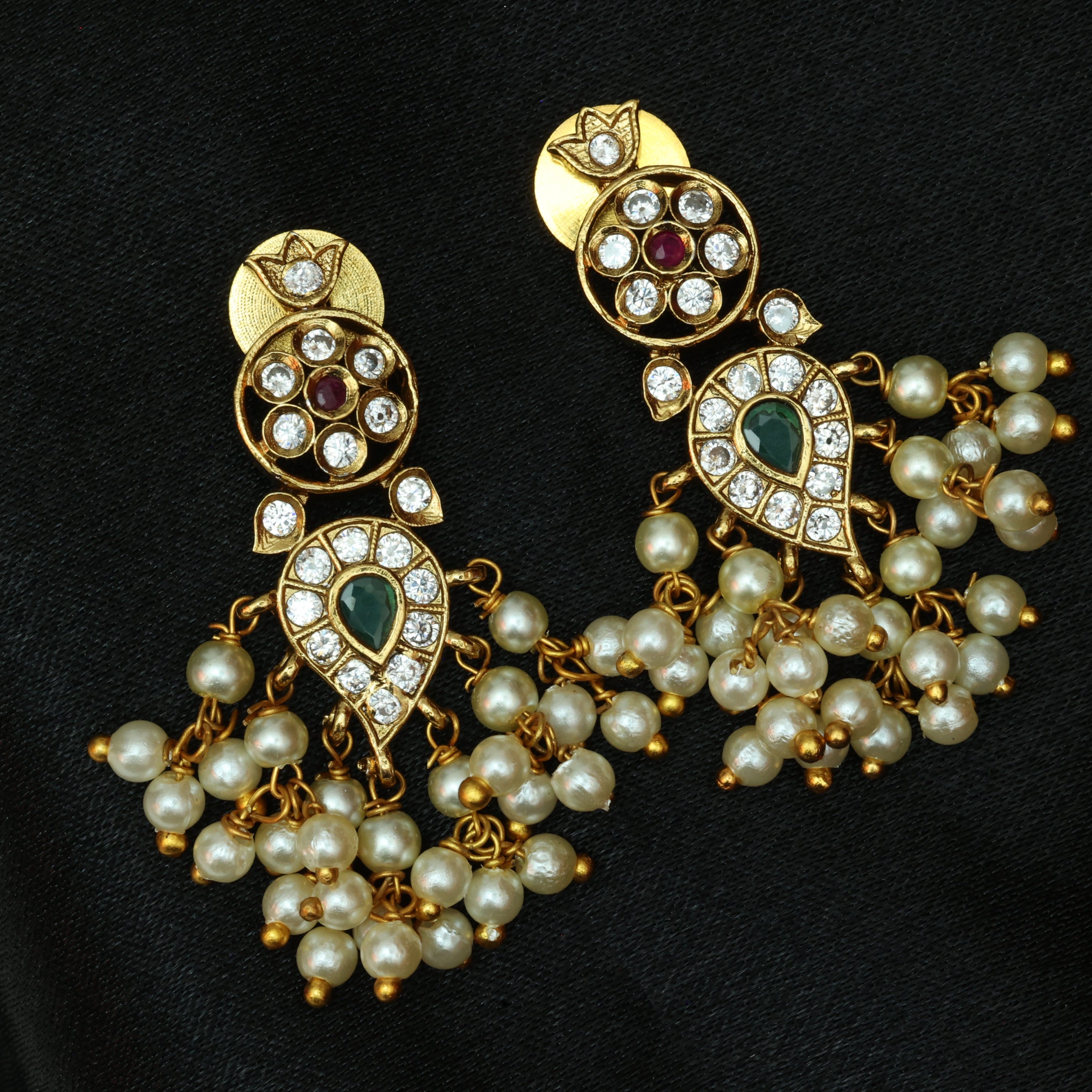 Elegant Ruby Guttapusalu Necklace Set