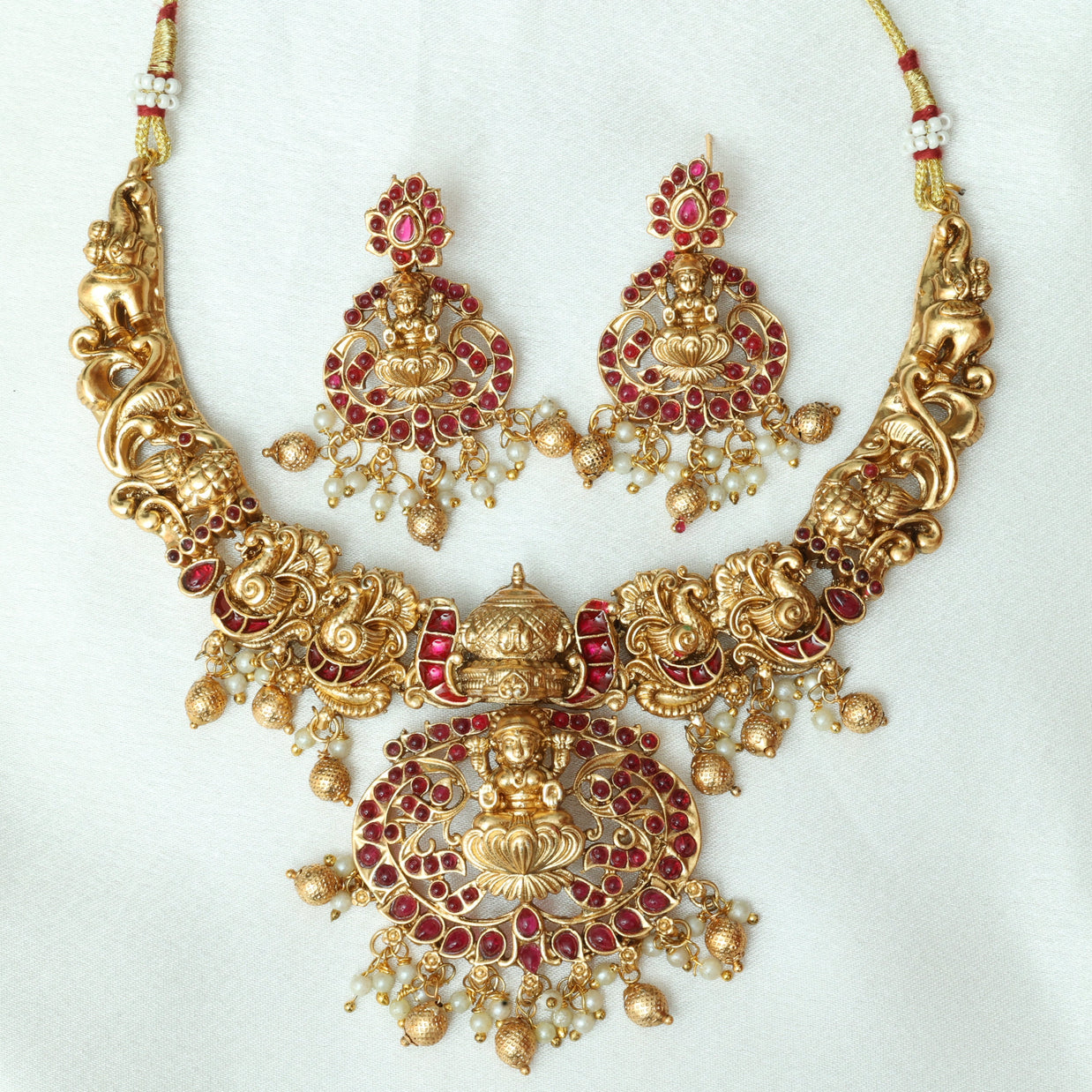 Divine Ruby Lakshmi Necklace Set