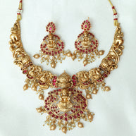 Divine Ruby Lakshmi Necklace Set