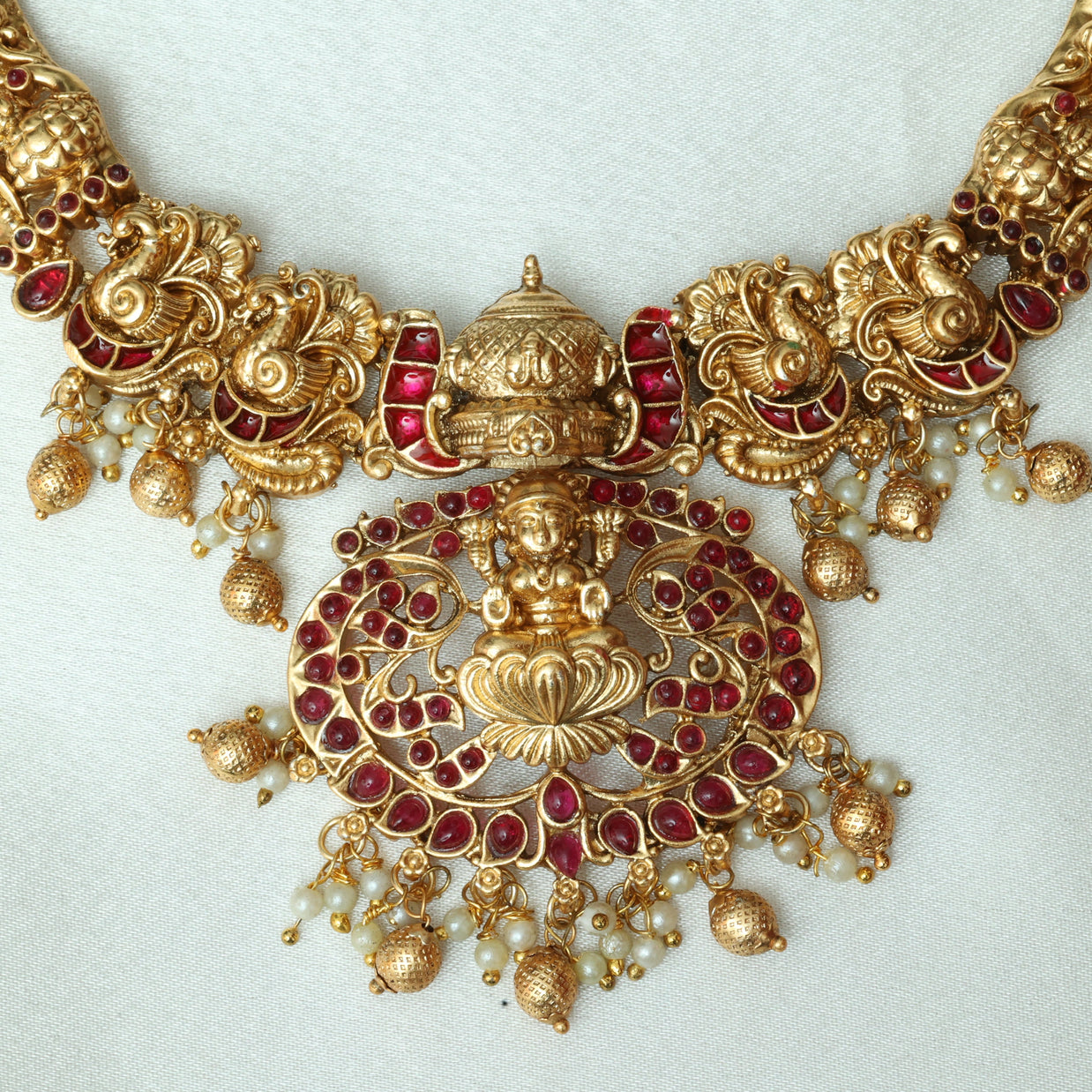 Divine Ruby Lakshmi Necklace Set
