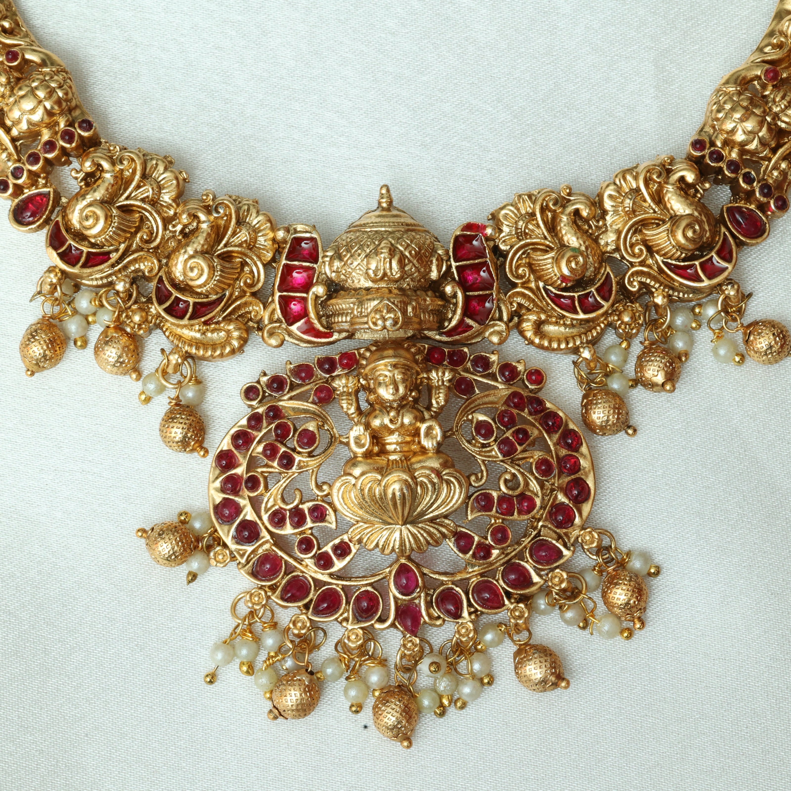 Divine Ruby Lakshmi Necklace Set
