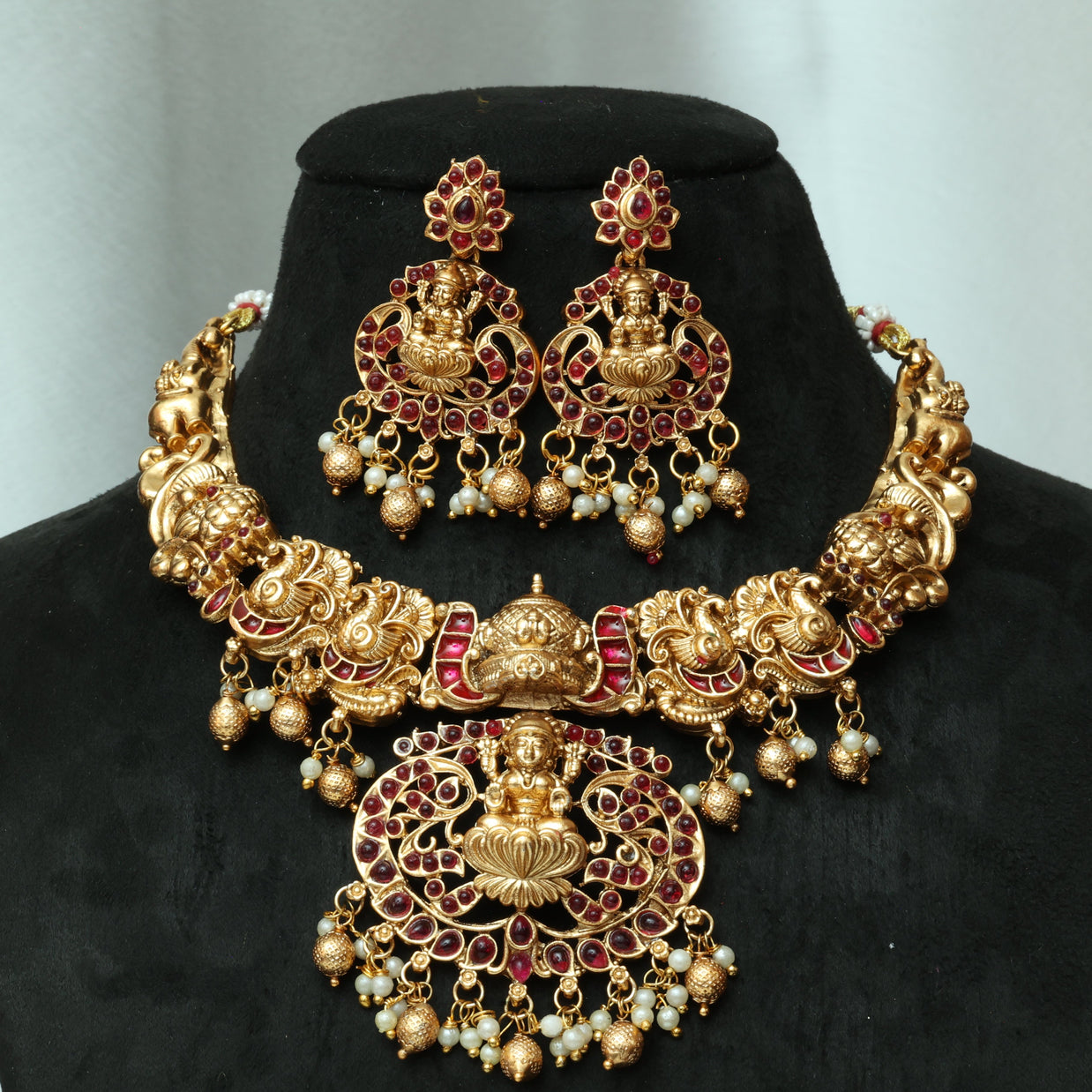 Divine Ruby Lakshmi Necklace Set