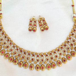 Antique Ruby Droplet Necklace Set