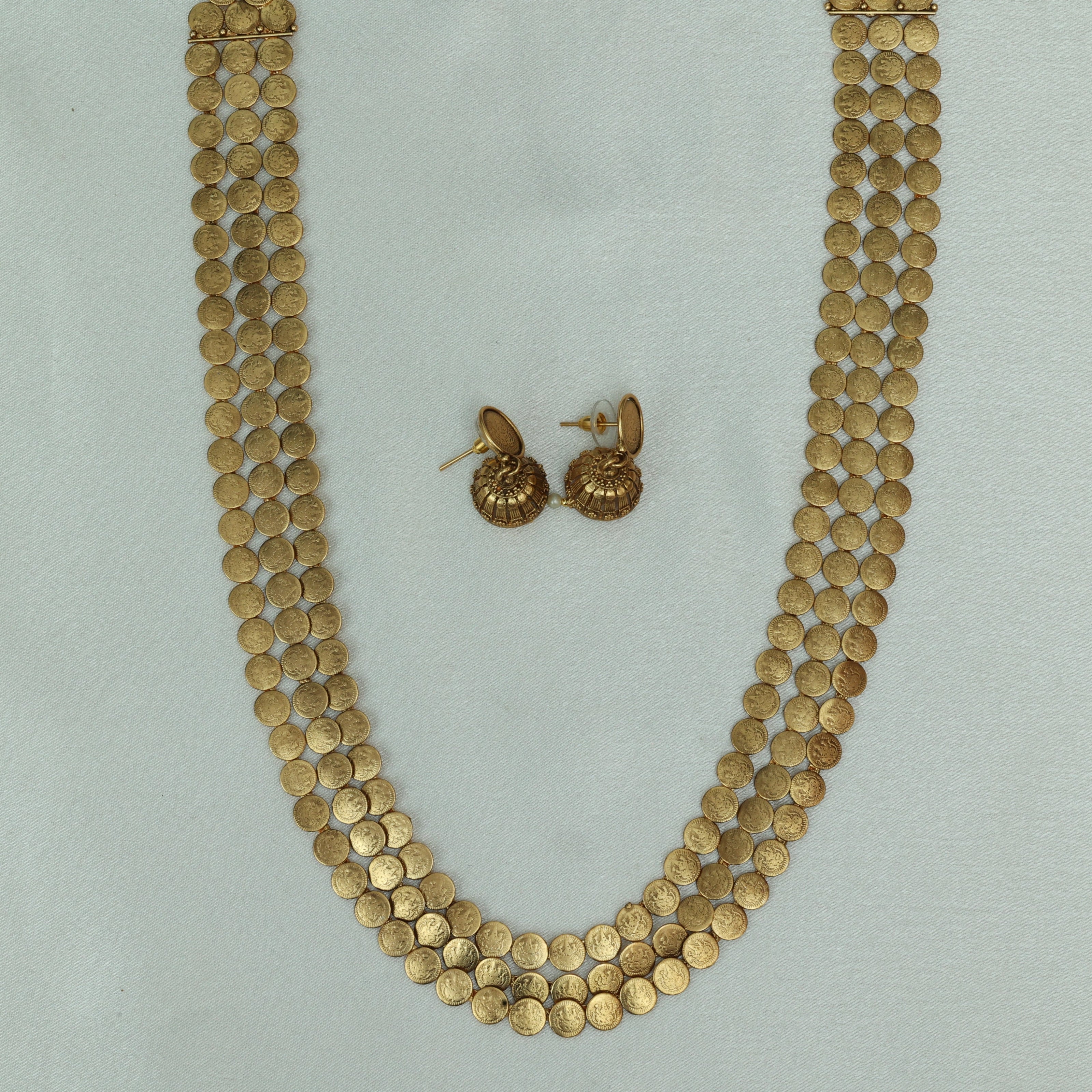 3 Layer Coin Haaram With Earrings