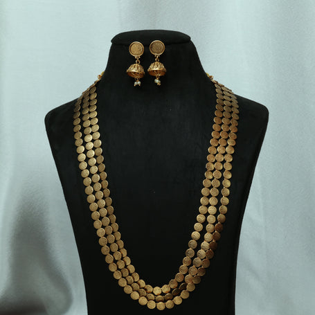 3 Layer Coin Haaram With Earrings