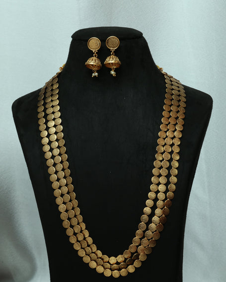 3 Layer Coin Haaram With Earrings