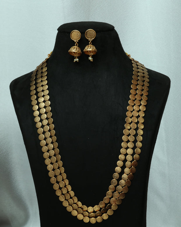 3 Layer Coin Haaram With Earrings