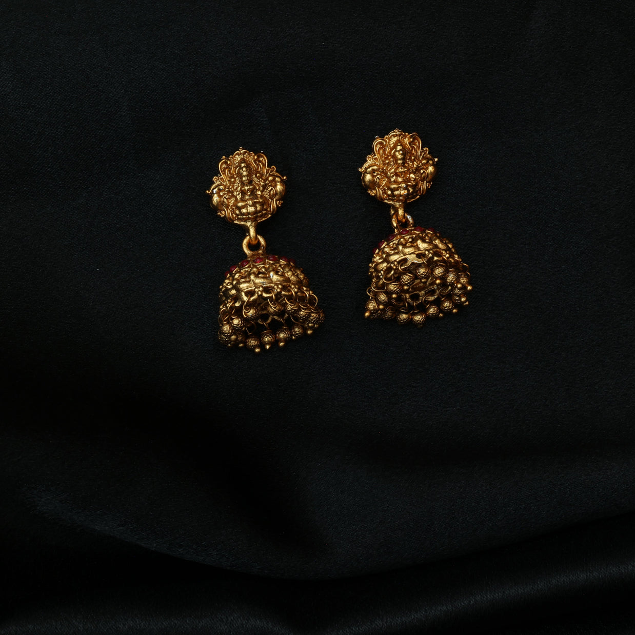 Antique Golden Beads Haaram With Stone Embedded Lakshmi Pendant