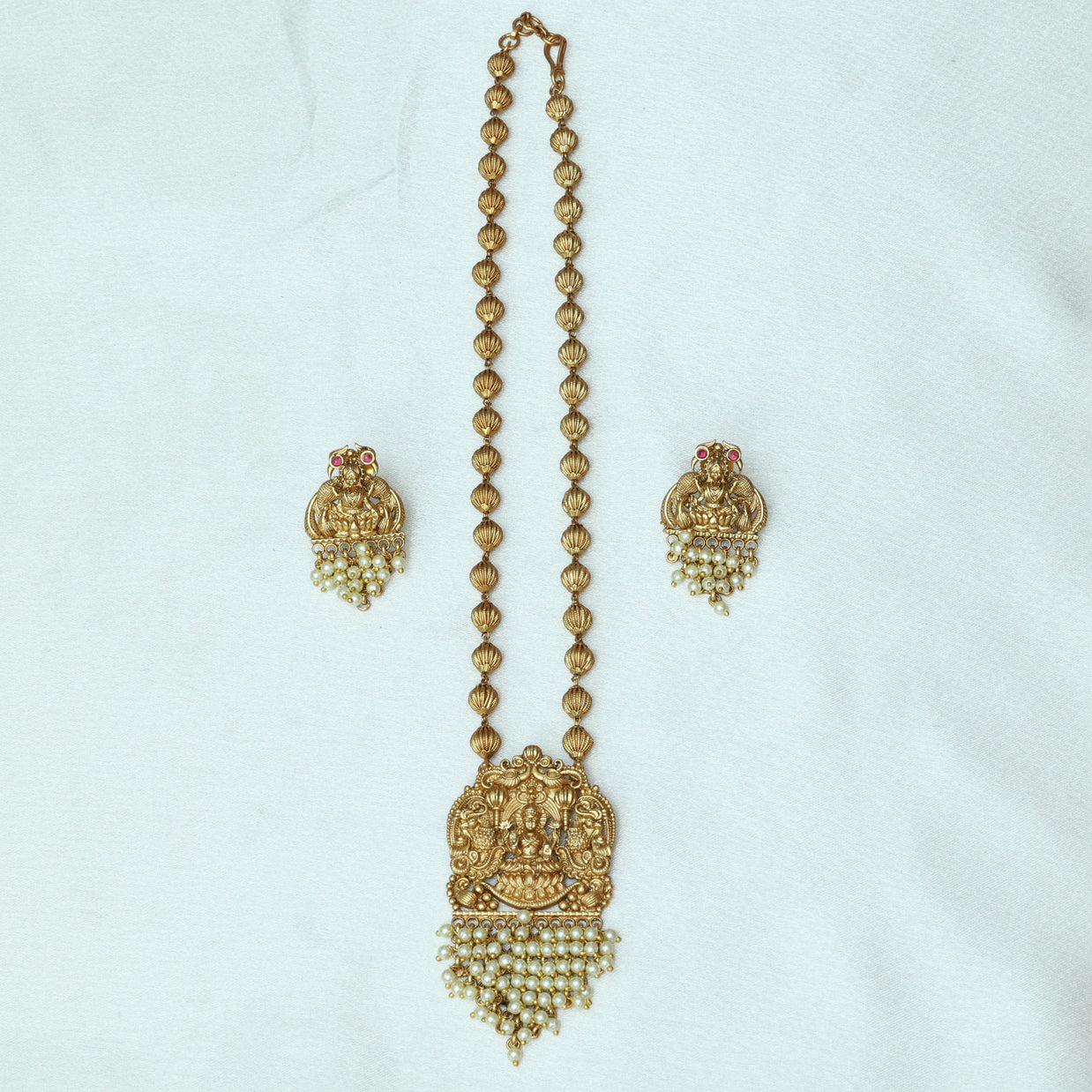 Antique Lakshmi Haaram With Pearl Drops Lightweight