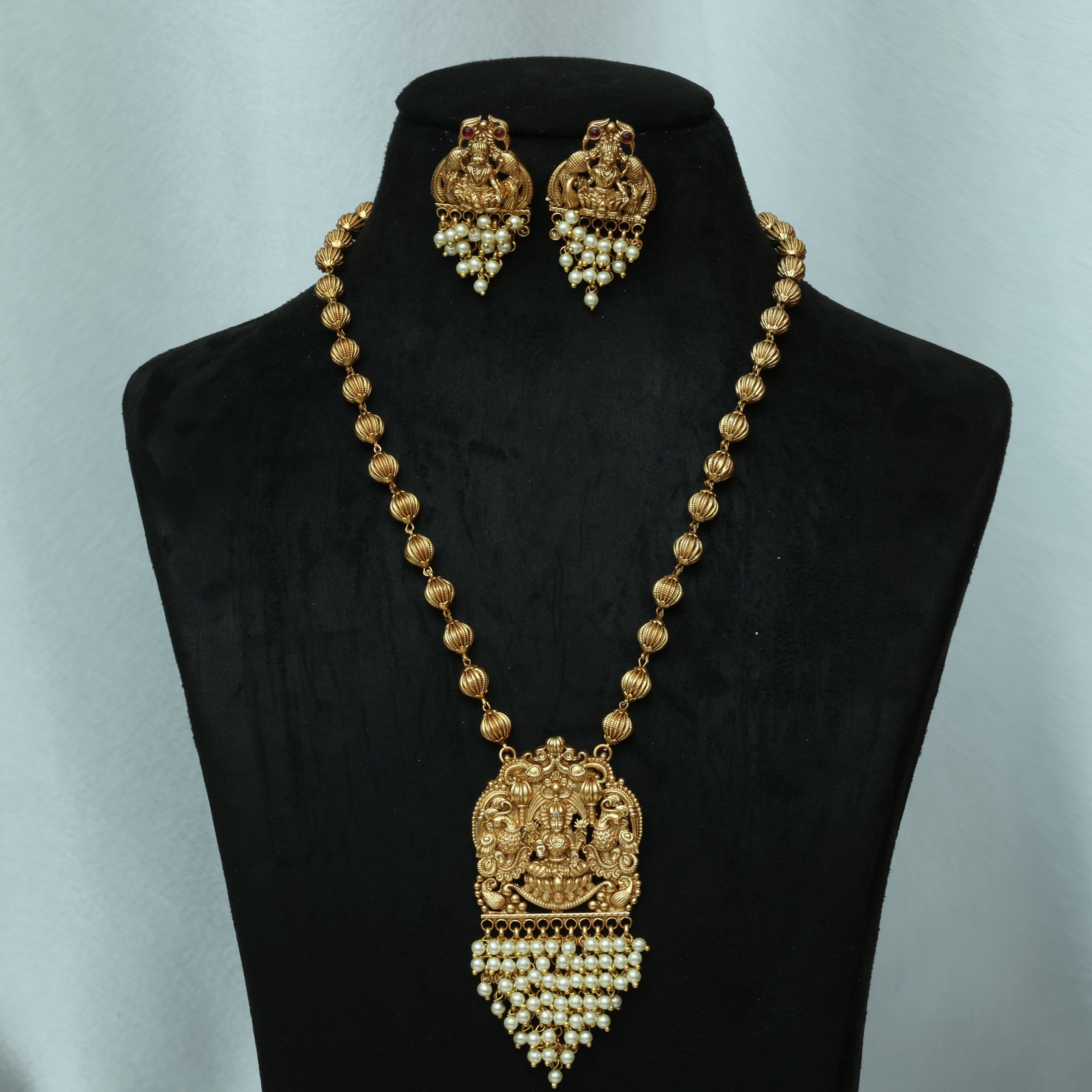 Antique Lakshmi Haaram With Pearl Drops Lightweight