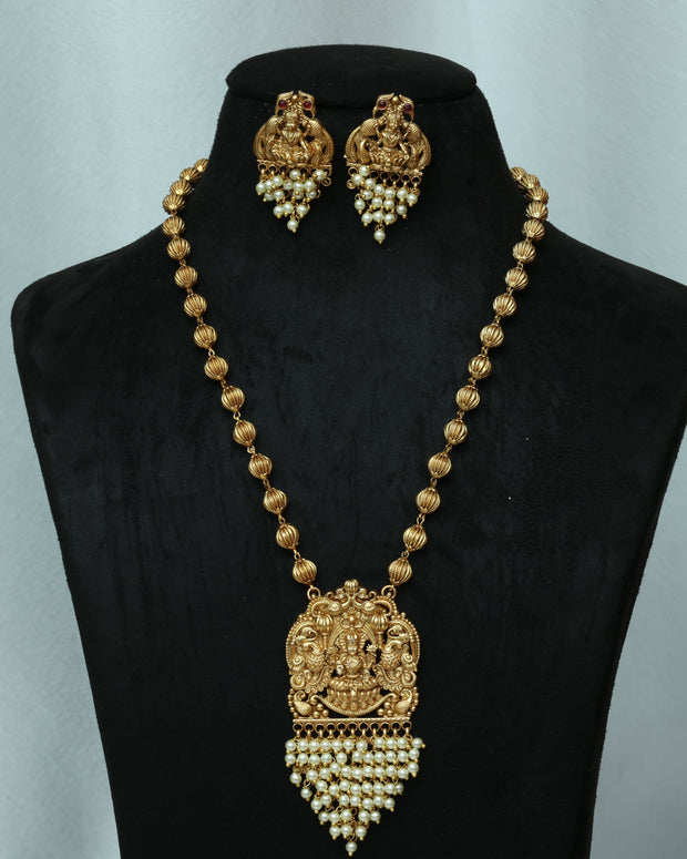 Antique Lakshmi Haaram With Pearl Drops Lightweight