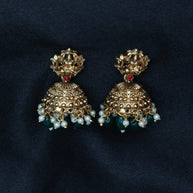 Temple Lakshmi Bridal Combo With Emerald Beads