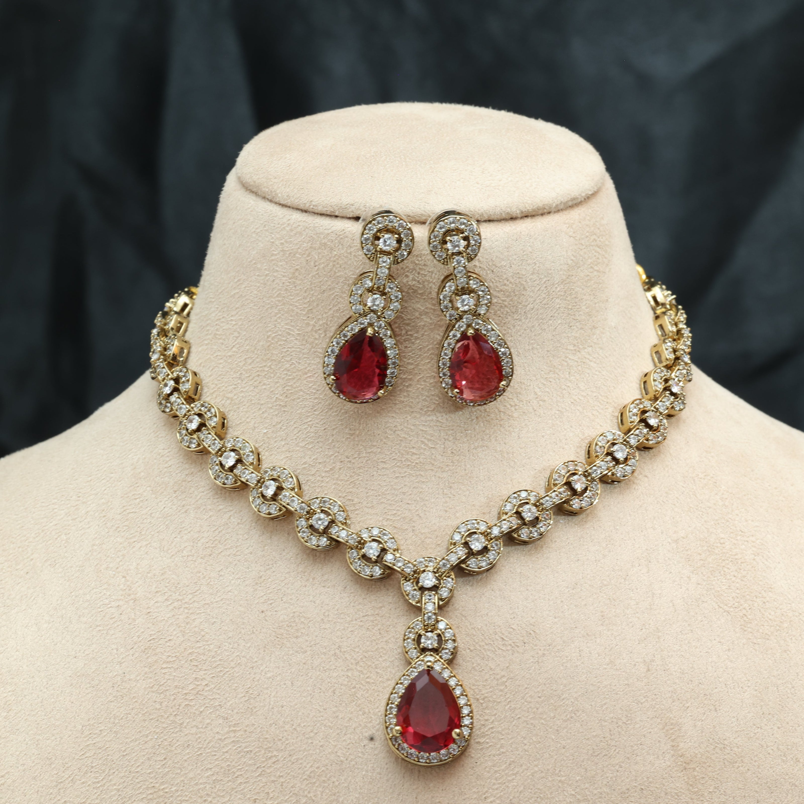 Scarlet Glow Victorian Necklace Set