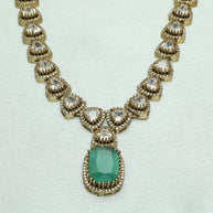 Elegant Victorian Ad Light Ocean Blue Necklace Set