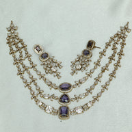 Premium 3 Layer Victorian Ad Amethyst Necklace Set