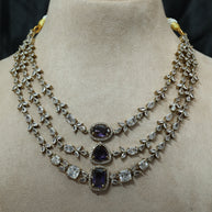 Premium 3 Layer Victorian Ad Amethyst Necklace Set