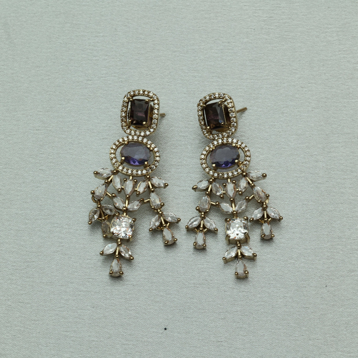 Premium 3 Layer Victorian Ad Amethyst Necklace Set