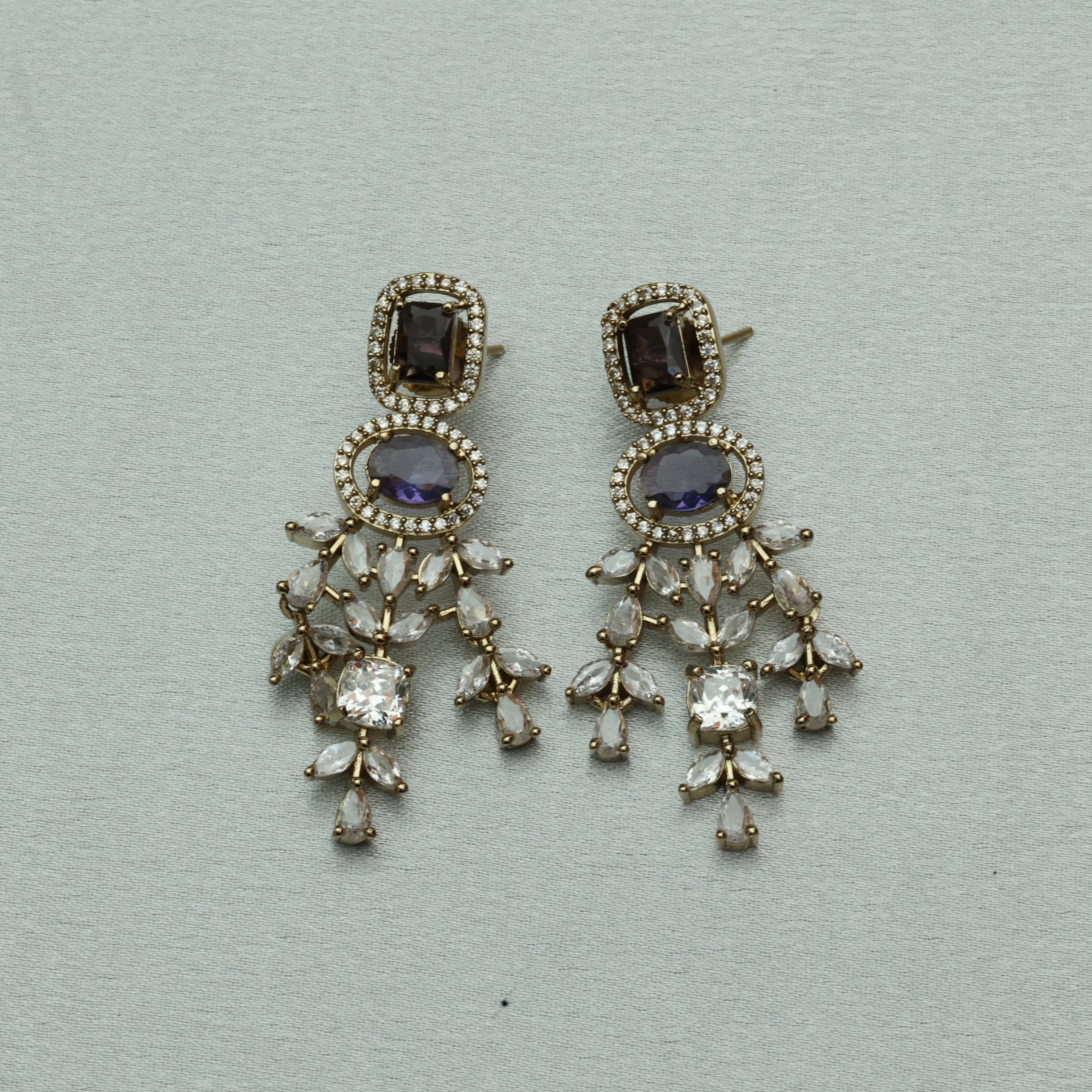 Premium 3 Layer Victorian Ad Amethyst Necklace Set