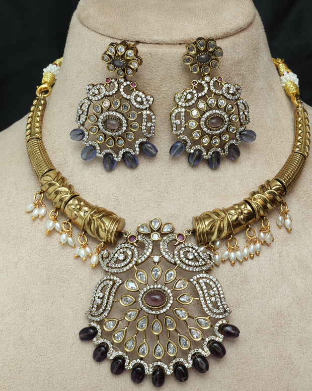 Premium Majestic Bloom Victorian Ad Necklace Set