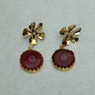 Floral Natural Stone Necklace Set 18K Gold Plated